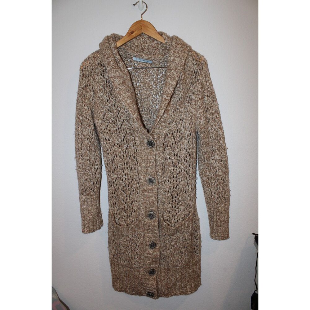 Lily McNeal Boho Long Knit Cardigan Sweater size medium wool blend
